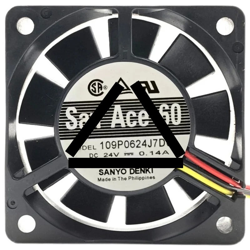 Sanyo 109P0624J7D01 DC 24V 0.14A 3 Wires Axial Cooling Fan
