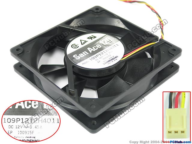 SANYO 109P1212H4011 DC 12V 0.45A 120X120X25mm Server Square Fan