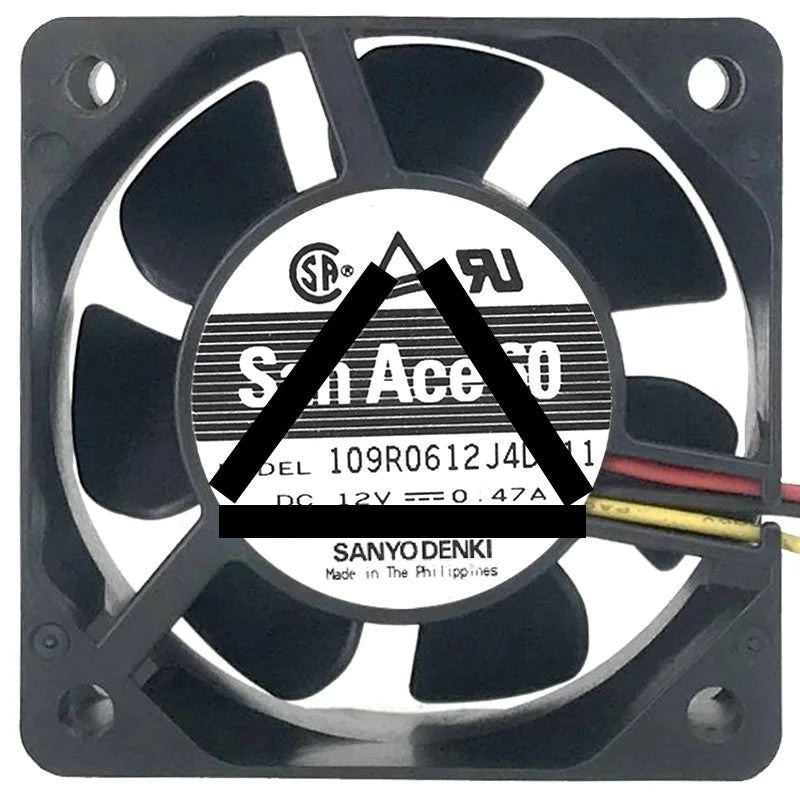 Sanyo 109R0612J4D011 12V 0.47A 3 Wires Axial Cooling Fan