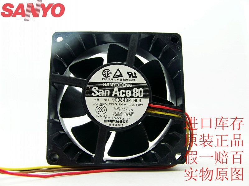 Sanyo 8038 8CM 9G0848P1H03 48V quiet PWM fan thermostat server