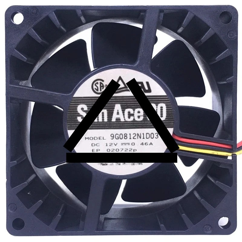 Sanyo 9G0812N1D03 DC 12V 0.46A 3 Wires Axial Cooling Fan
