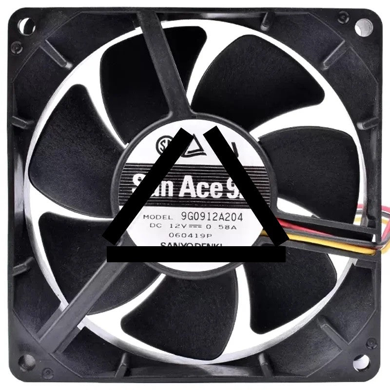 Sanyo 9G0912A204 DC 12V 0.58A 3 Wires Axial Cooling Fan