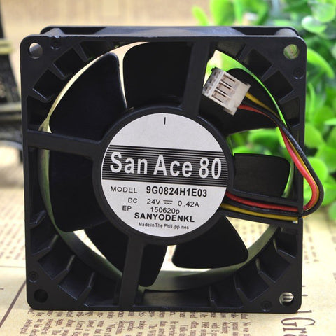 Sanyo 9G0824H1E03 8038 dc24V 0.42A 3 wires for cooling fan INV-FAN