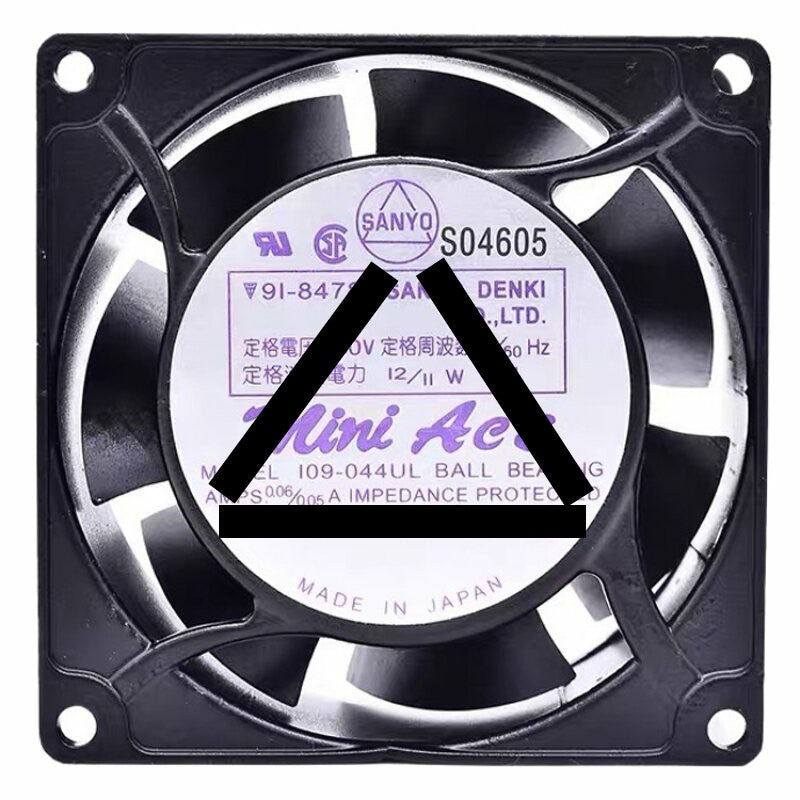 Sanyo Denki 109-044UL AC 230V 12/11W Ball Bearing Impedance Protected Cooling Fan