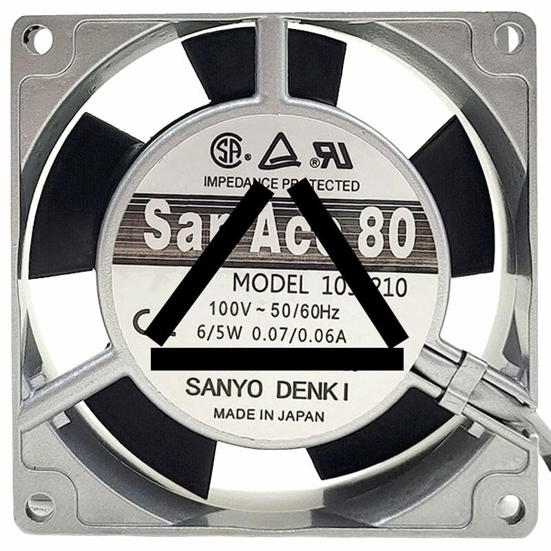 Sanyo Denki 109-210 AC 100V 0.07/0.06A 6/5W 2 Wires Axial Cooling Fan