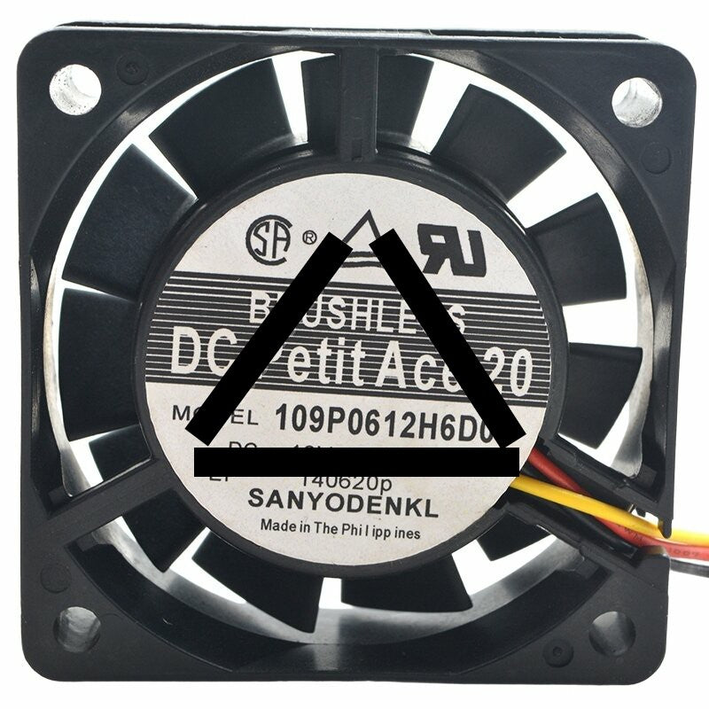 Sanyo Denki 109P0612H6D01 DC 12V 0.13A 6015 Axial Brushless Cooling Fan