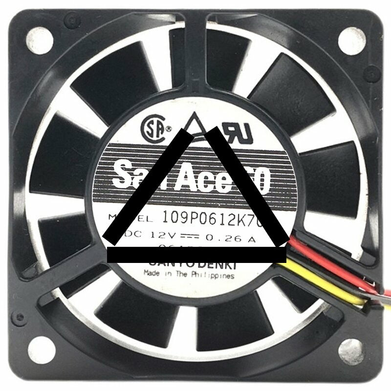 Sanyo Denki 109P0612K701 DC 12V 0.26A 3 Wires 6015 Axial Cooling Fan