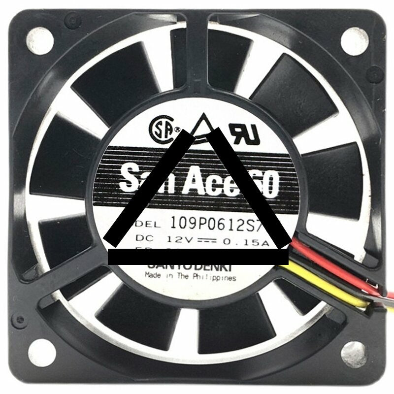 Sanyo Denki 109P0612S701 DC 12V 0.15A 3 Wires Axial Cooling Fan