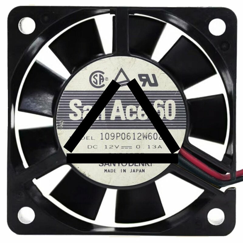 Sanyo Denki 109P0612W602 DC 12V 0.13A 2 Wires Axial Cooling Fan