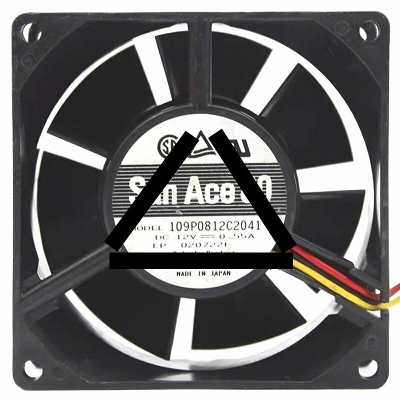 Sanyo Denki 109P0812C2041 DC 12V 0.55A 3 Wires Axial Cooling Fan