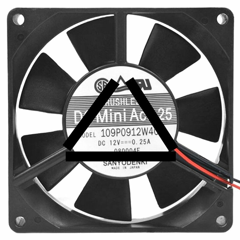 Sanyo Denki 109P0912W402 DC 12V 0.25A 2 Wires Brushless Axial Cooling Fan