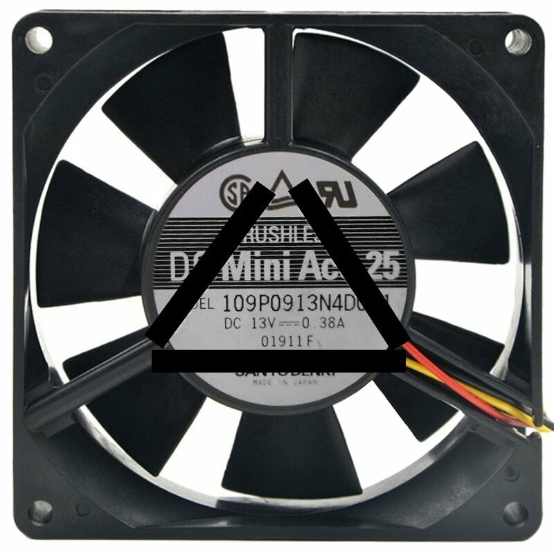 Sanyo Denki 109P0913N4D031 13V 0.38A 2 / 3 Wires DC Brushless Axial Fan