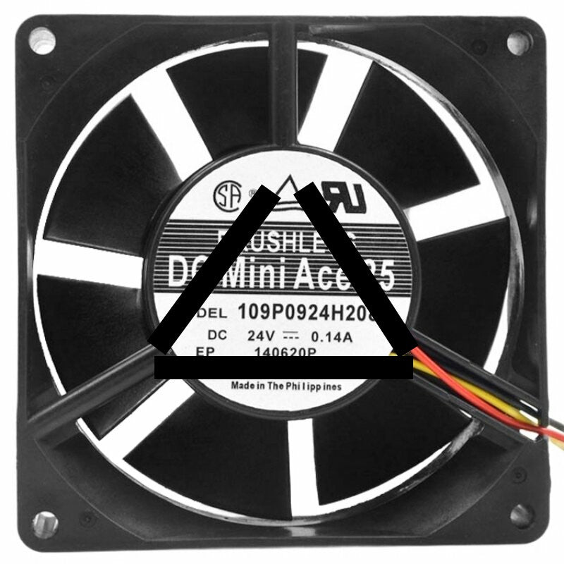 Sanyo Denki 109P0924H208 DC 24V 0.14A 9025 Brushless Axial Cooling Fan