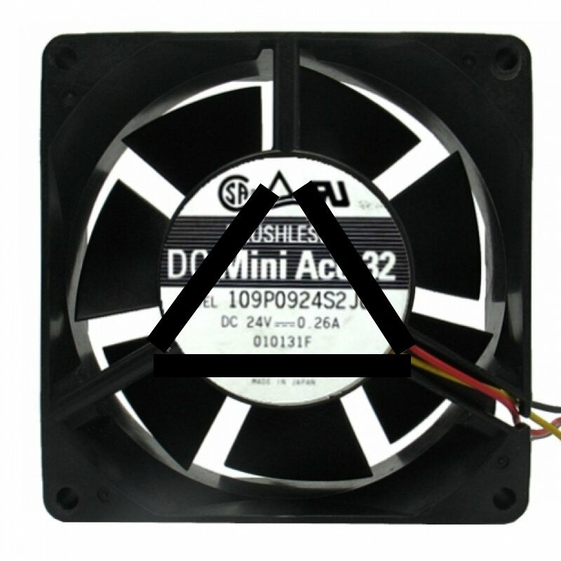 Sanyo Denki 109P0924S2J03 DC 24V 0.26A 3 Wires Axial Cooling Fan