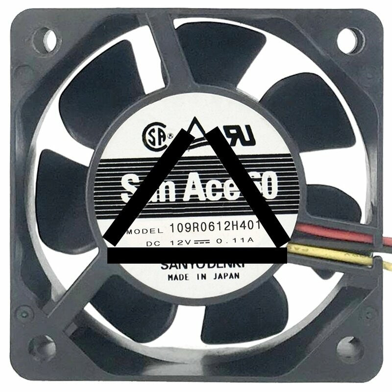 Sanyo Denki 109R0612H4011 DC 12V 0.11A 3 Wires 6025 Axial Cooling Fan