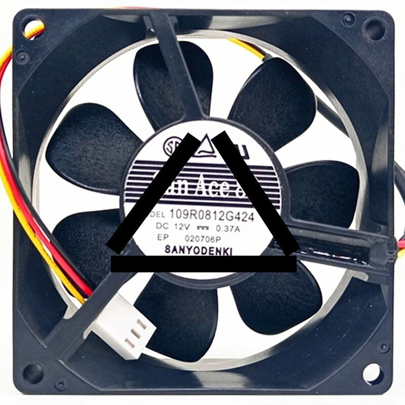 Sanyo Denki 109R0812G424 DC 12V 0.37A 3 Wires 8025 Axial Cooling Fan