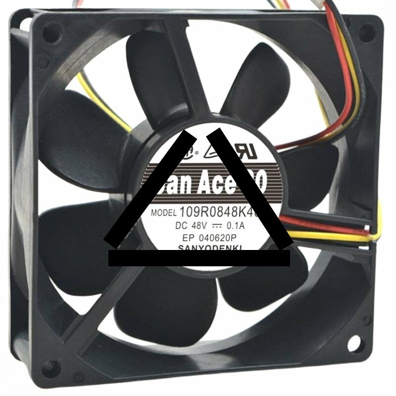 Sanyo Denki 109R0848K402 DC 48V 0.1A 3 Wires Axial Cooling Fan