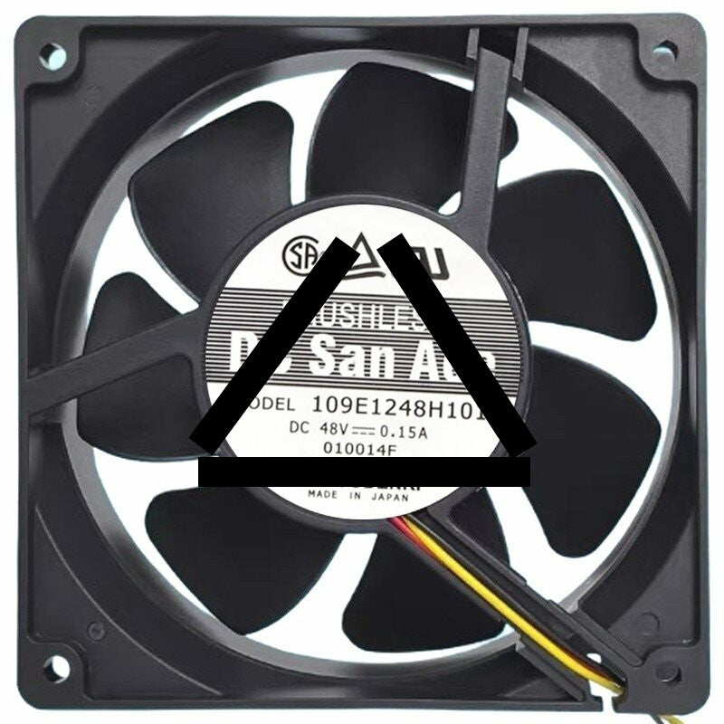 Sanyo Denki 109R1248H101 DC 48V 0.15A 3 Wires Axial Cooling Fan