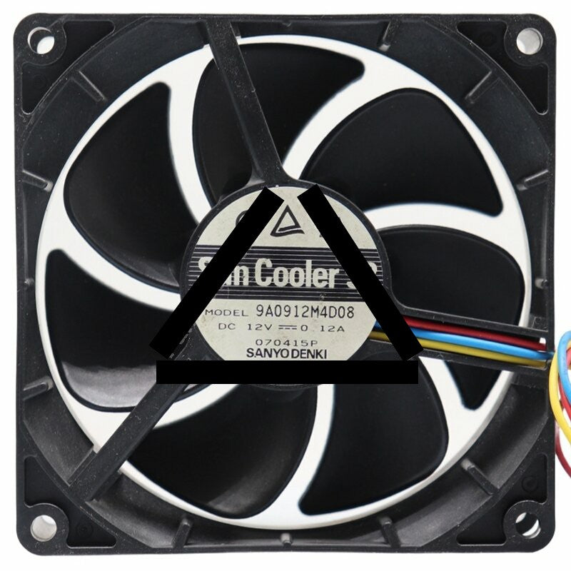 Sanyo Denki 9A0912M4D08 DC 12V 0.12A 3 Wires 9025 Axial Cooling Fan