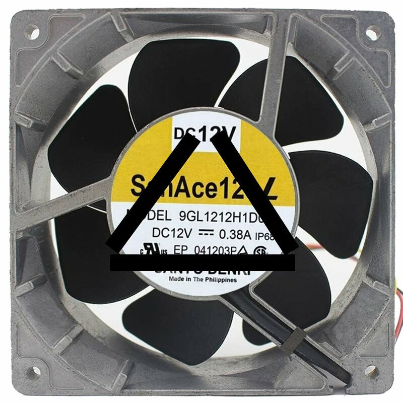 Sanyo Denki 9GL1212H1D05 DC 12V 0.38A IP68 Waterproof Axial Cooling Fan