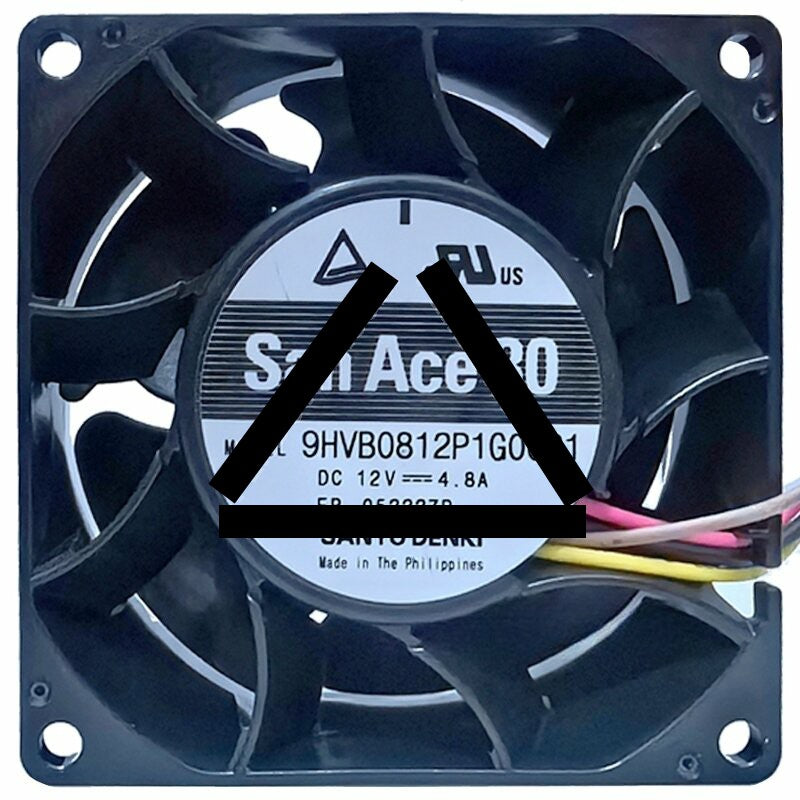 Sanyo Denki 9HVB0812P1G0031 DC 12V 4.8A 6 Wires Axial Cooling Fan