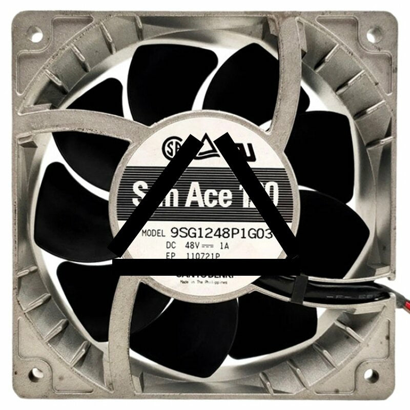 Sanyo Denki 9SG1248P1G03 DC 48V 1A 4 Wires Axial Cooling Fan
