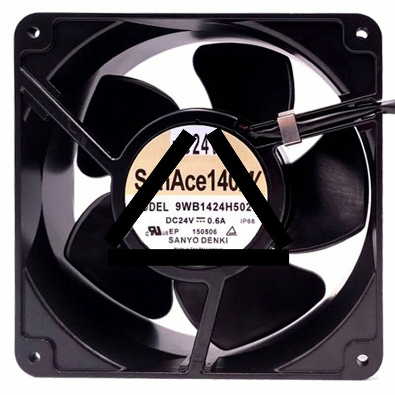 Sanyo Denki 9WB1424H502 DC 24V 0.6A 2 Wires Axial Cooling Fan