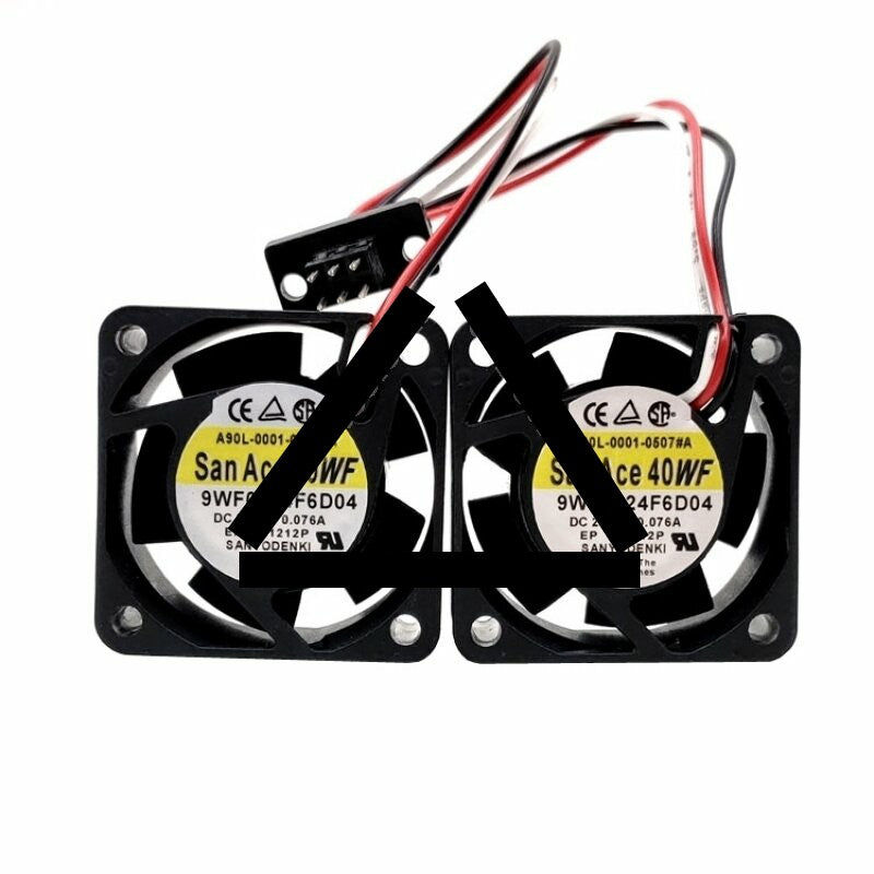 Sanyo Denki 9WF0424F6D04 DC 24V 0.076A 3 Wires Axial Two Cooling Fans
