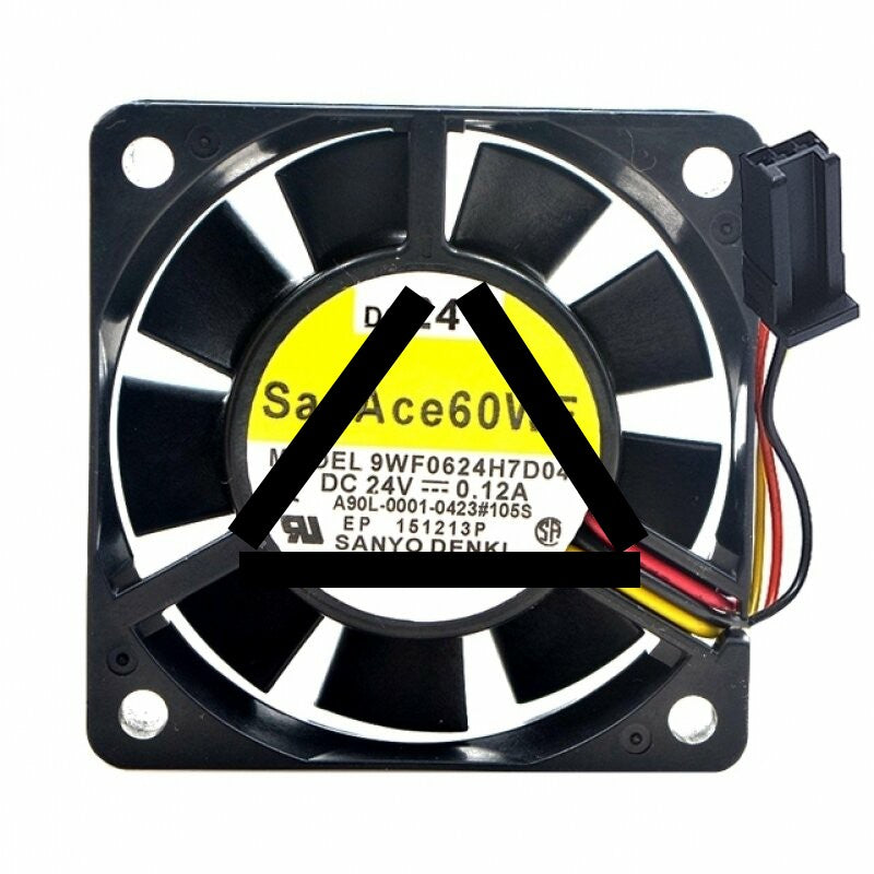 Sanyo Denki 9WF0624H7D04 A90L-0001-0423#105S DC 24V 0.12A 3 Wires Axial Cooling Fan