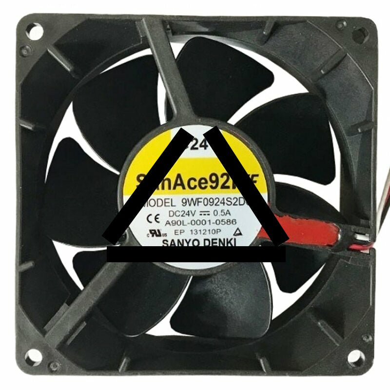 Sanyo Denki 9WF0924S2D03 A90L-0001-0586 DC 24V 0.5A 3 Wires Axial Cooling Fan
