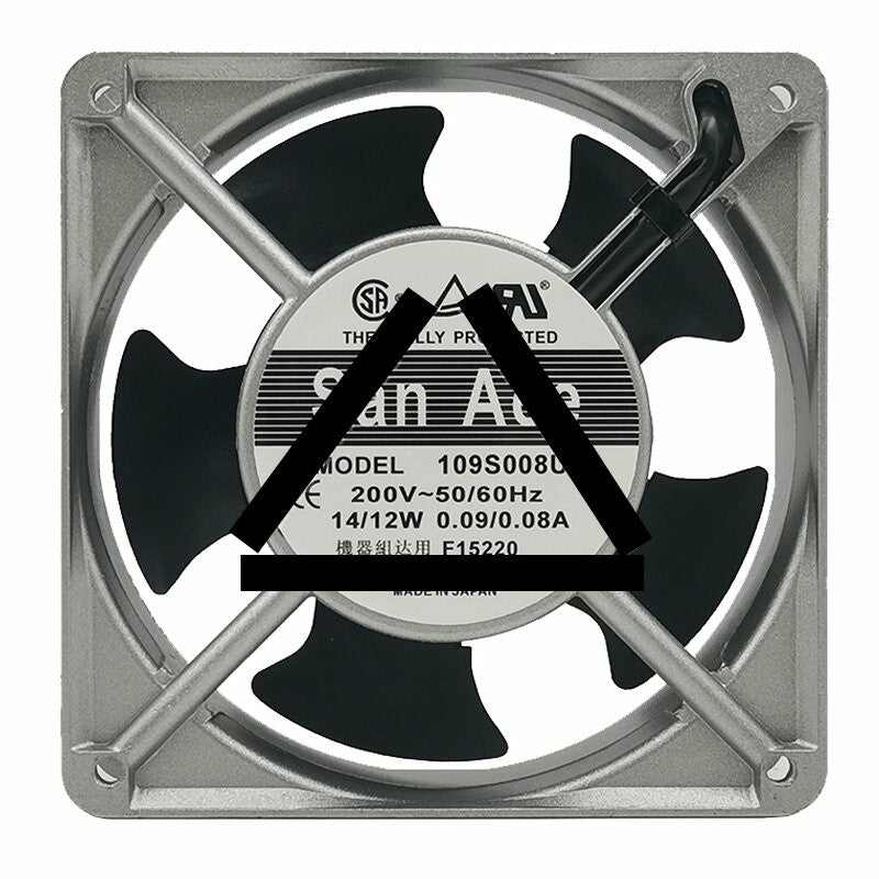 Sanyo Denki San Ace 109S008UL AC 200V 0.09A / 0.08A 14 / 12W 12038 Axial Cooling Fan