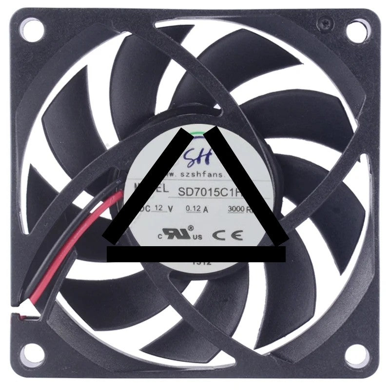 SH SD7015C1H2 DC 12V 0.12A 2 Wires 3000RPM Axial Cooling Fan