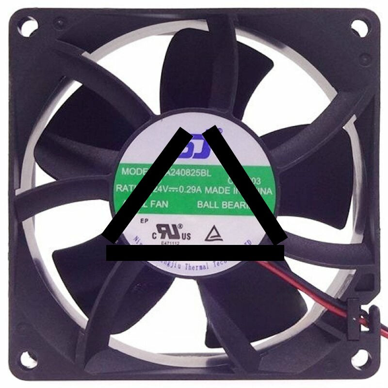 SJ SA240825BL DC 24V 0.29A 2 Wires 8025 Ball Bearing Axial Cooling Fan