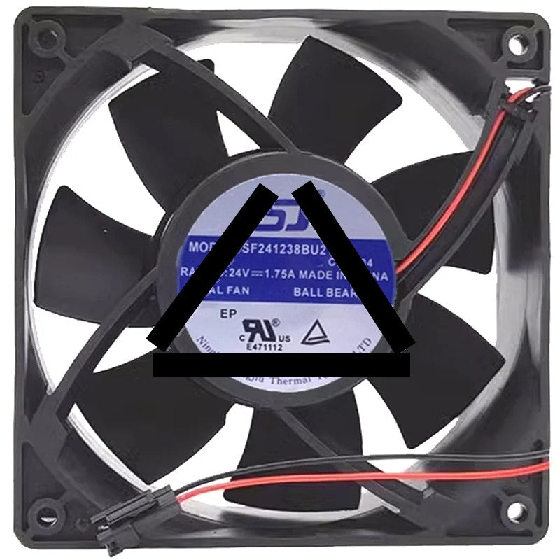 SJ SF241238BU2 24V 1.75A 2 Wires Ball Bearing Cooling Fan