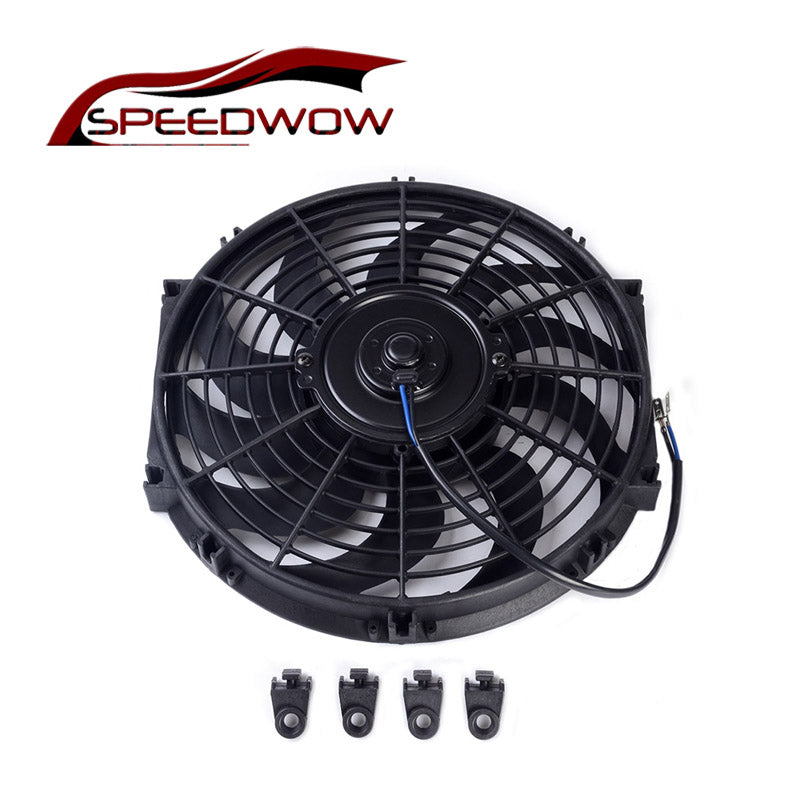SPEEDWOW Slim 12&amp;#8243; Motor Engine Radiator Oil Cooler Cooling Electric Pull Push Fan Radiator Electric Engine Cooling Fan 12V 80W