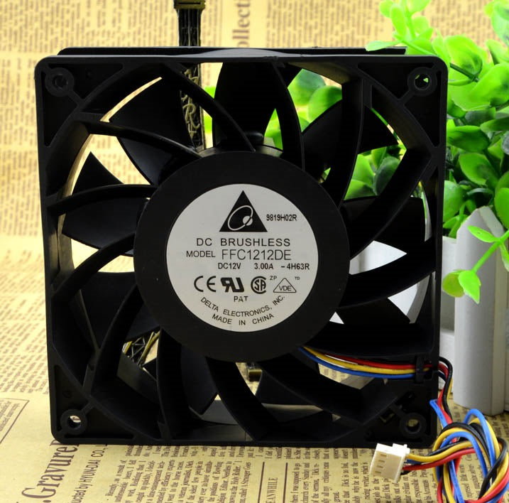 SSEA New cooling fan for Delta FFC1212DE ball bearing Fan PWM intelligent control speed 12V 2.4A 12CM 120*120*38mm 4pin