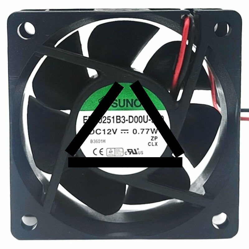 Sunon EB60251B3-D00U-999 DC 12V 0.77W 6025 2 Wires Axial Cooling Fan
