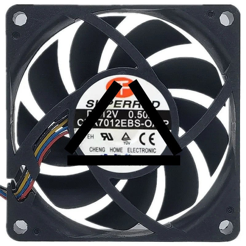 SuperRed CHA7012EBS-OA-P DC 12V 0.50A 4 Wires Axial Cooling Fan