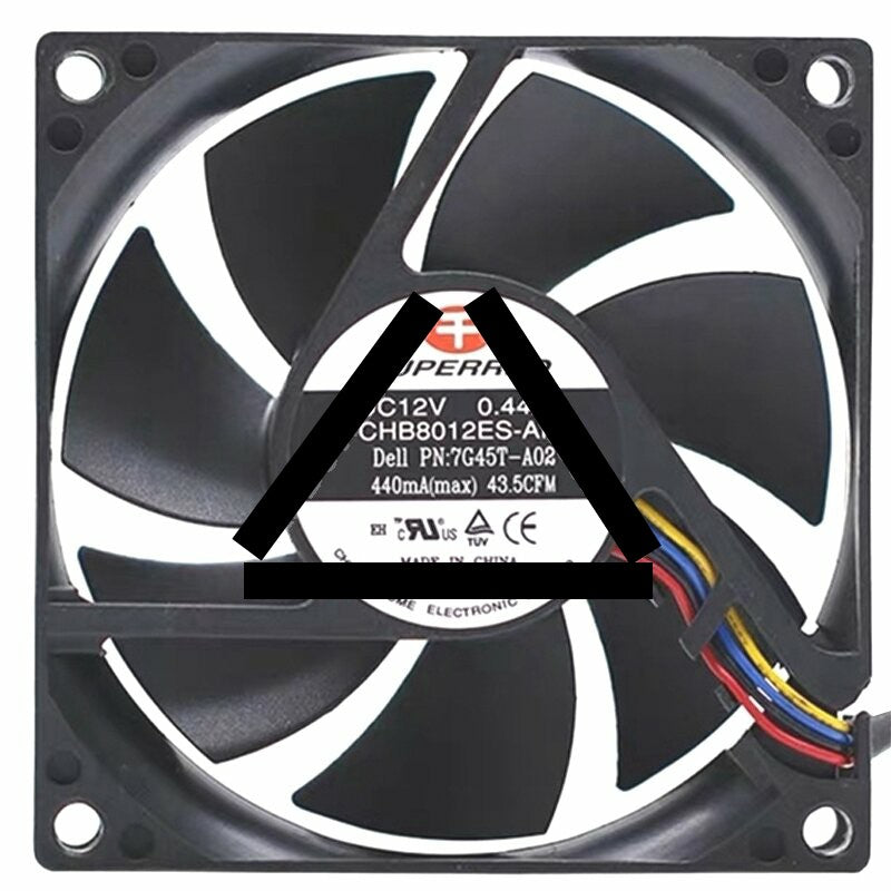 SuperRed CHB8012ES-AP DC 12V 0.44A 4 Wires 43.5CFM Axial Cooling Fan