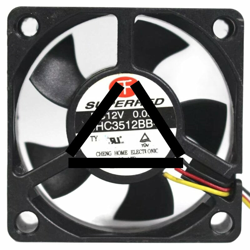 SuperRed CHC3512BB-B DC 12V 0.09A 3 Wires Axial Cooling Fan