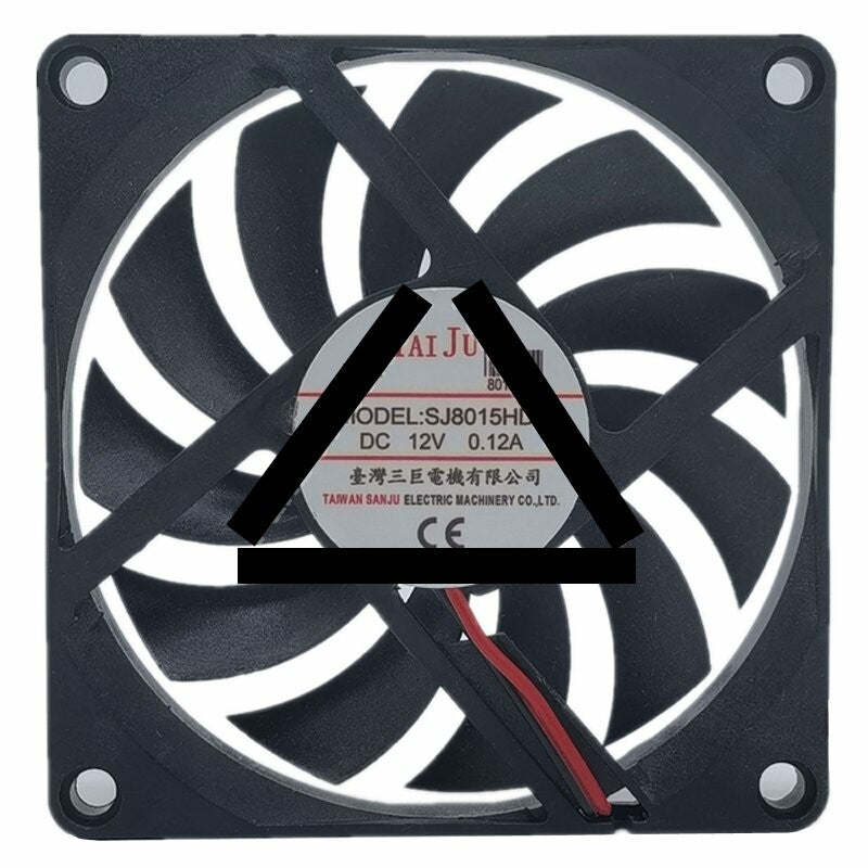 TAI JU SJ8015HD1 DC 12V 0.12A 2 Wires Axial Cooling Fan