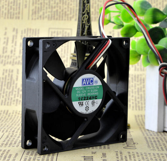 The original AVC 80*80*25 12V 0.25A CPU power supply chassis ultra quiet 8cm cooling fan C8025S12M