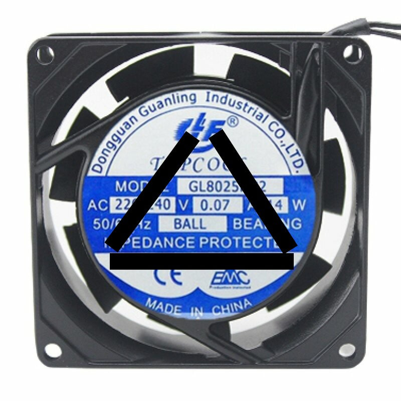 TOPCOOL GL8025HB2 AC 220/240V 0.07A 14W 8025 Axial Ball Bearing Cooling Fan