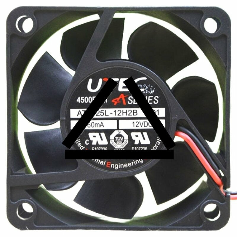 UTEC AT6025L-12H2B ND1 DC 12V 160mA 2 Wires 4500RPM Axial Cooling Fan