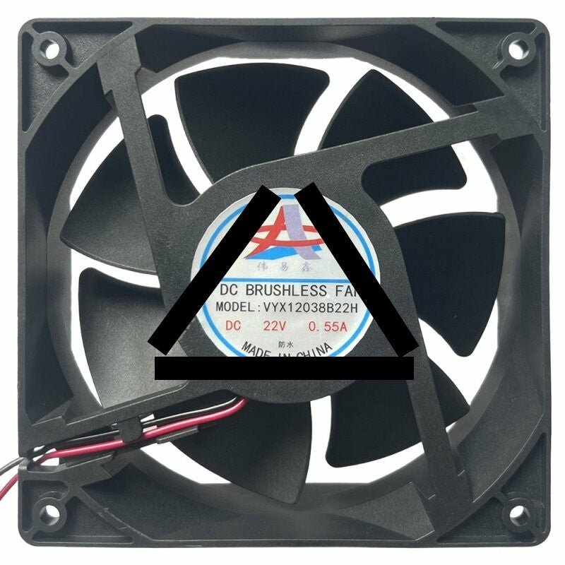 VYX12038B22H DC 22V 0.55A 2 Wires DC Brushless Waterproof Axial Cooling Fan
