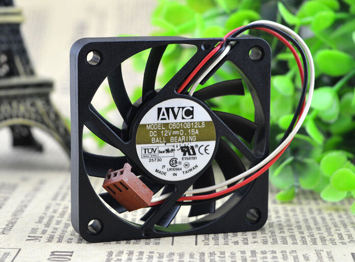 Wholesale: AVC 60*60*10 6CM 12V 0.15A C6010B12LS three wire double ball CPU fan