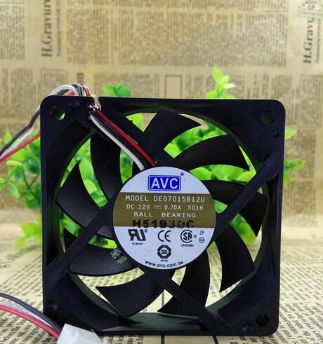 Wholesale: AVC DE07015B12U DC 12V 0.7A 3-wires 7015 7CM Double ball large air volume speed cooling fan