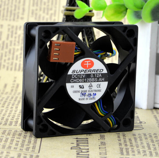 Wholesale: CHD6012BBS-AH 12V 0.12A 6CM 60*60*20 PWM CPU four line temperature control fan