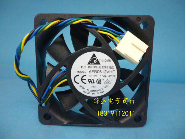 Wholesale: DELTA 60*60*13 12V 0.36A AFB0612VHC 4 line PWM intelligent temperature control CPU fan