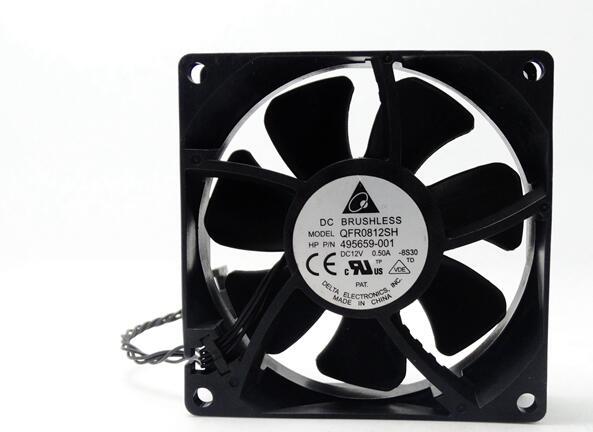 Wholesale Delta 8025 DC 12V 0.50A 8CM QFR0812SH 4-lines Large Air Temperature Control Server Chassis Cooling Fan